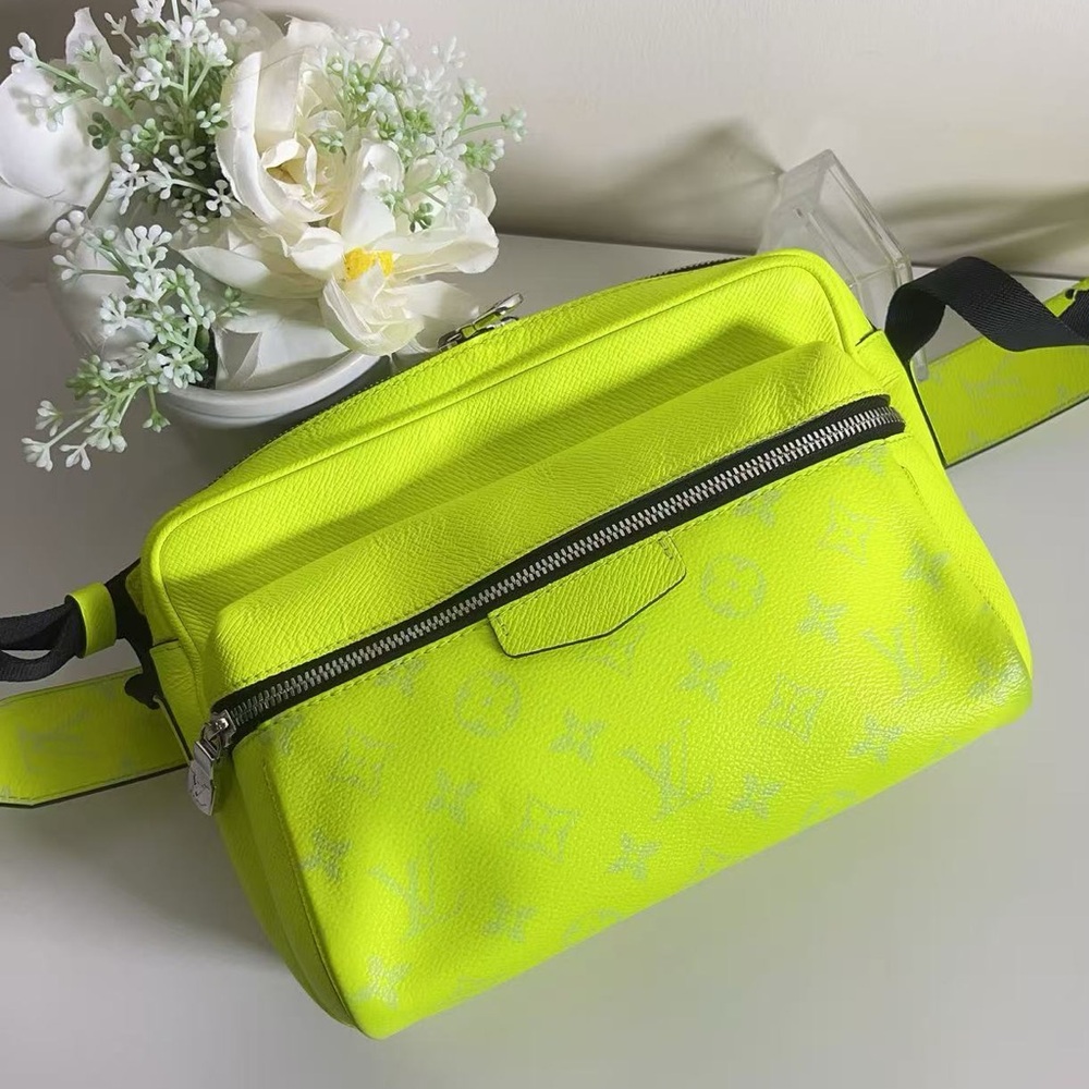 LOUIS VUITTON Taiga Monogram Leather Outdoor Messenger Yellow Bag